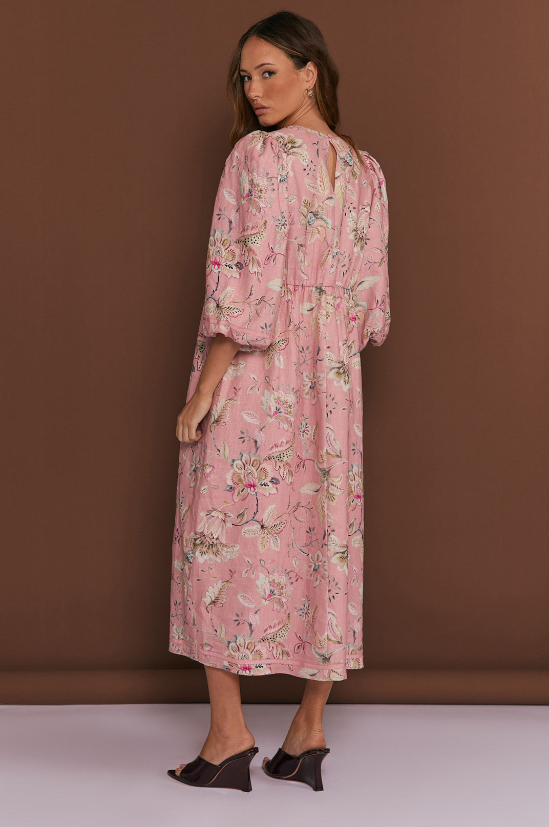 Collection of Adorne Lila 3/4 Sleeve Printed Dress in a gallery layout
