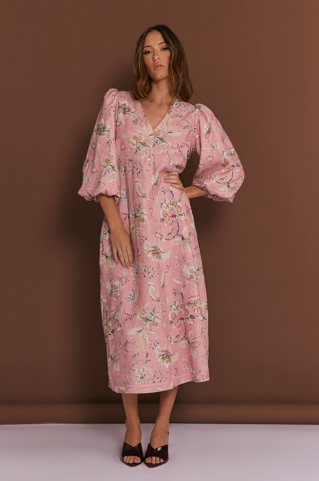 Adorne Lila 3/4 Sleeve Printed Dress