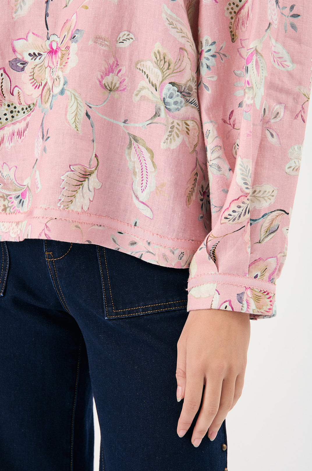 Collection of Adorne Asha Long Sleeve Printed Top in a gallery layout