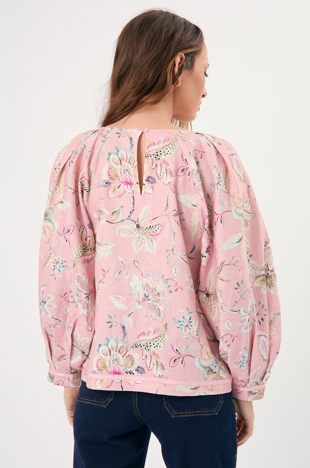 Collection of Adorne Asha Long Sleeve Printed Top in a gallery layout