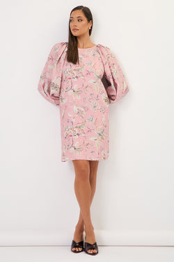 Collection of Adorne Asha Long Sleeve Printed Dress in a gallery layout