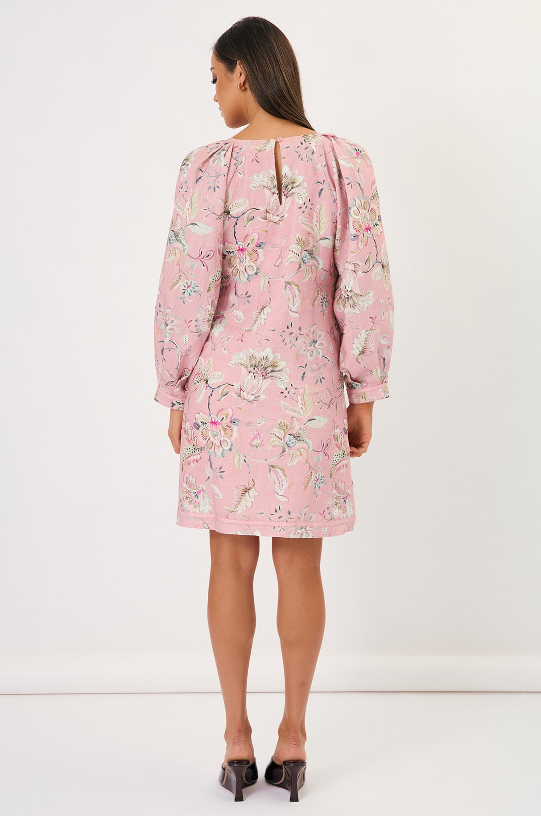 Collection of Adorne Asha Long Sleeve Printed Dress in a gallery layout