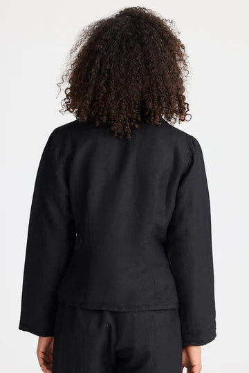 Collection of The Shanty Corporation Amalfi Jacket - Black Linen Blend in a gallery layout