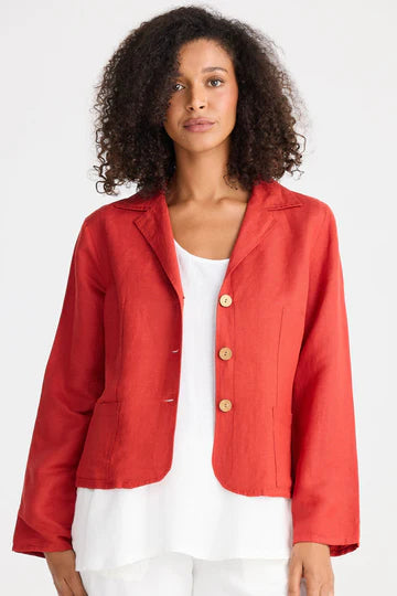 Collection of The Shanty Corporation Amalfi Jacket - Cherry Linen Blend in a gallery layout