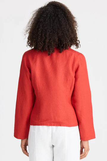 Collection of The Shanty Corporation Amalfi Jacket - Cherry Linen Blend in a gallery layout