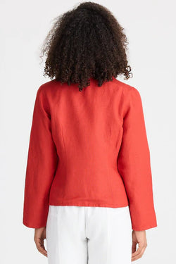 Collection of The Shanty Corporation Amalfi Jacket - Cherry Linen Blend in a gallery layout