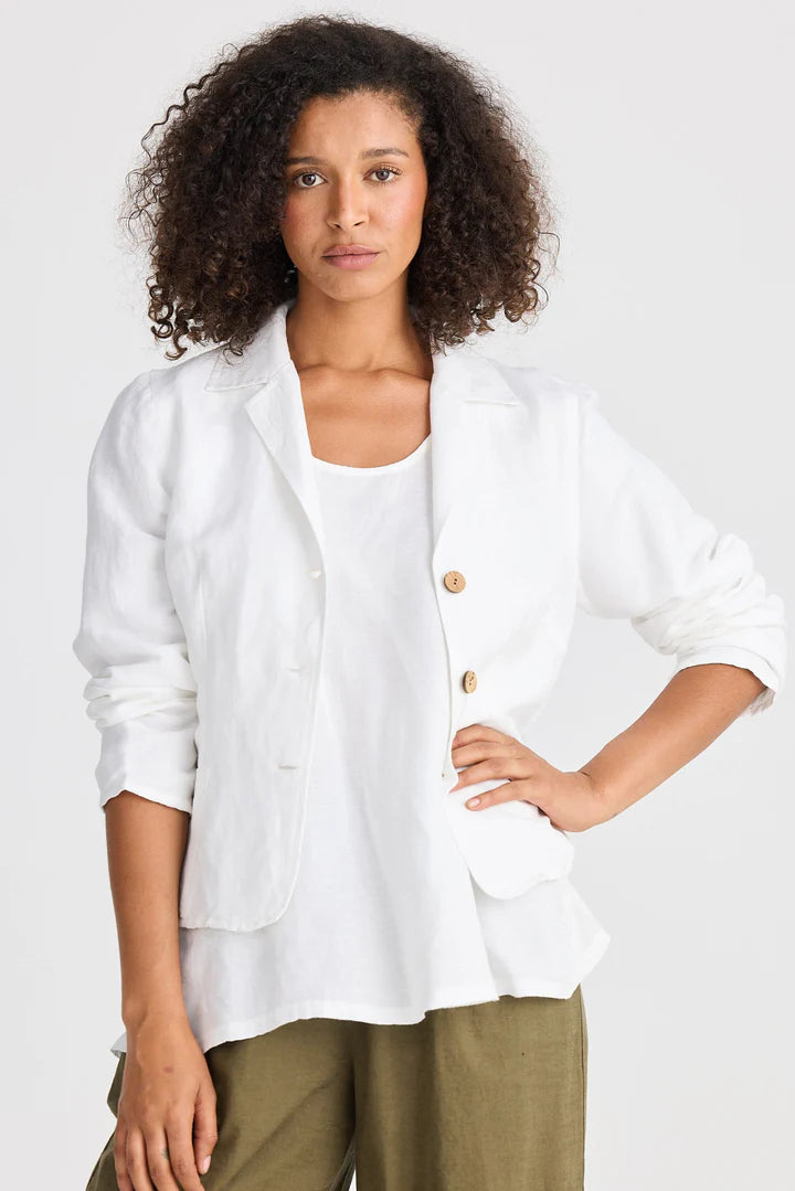 Collection of The Shanty Corporation Amalfi Jacket - White Linen Blend in a gallery layout