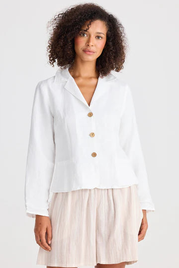 Collection of The Shanty Corporation Amalfi Jacket - White Linen Blend in a gallery layout