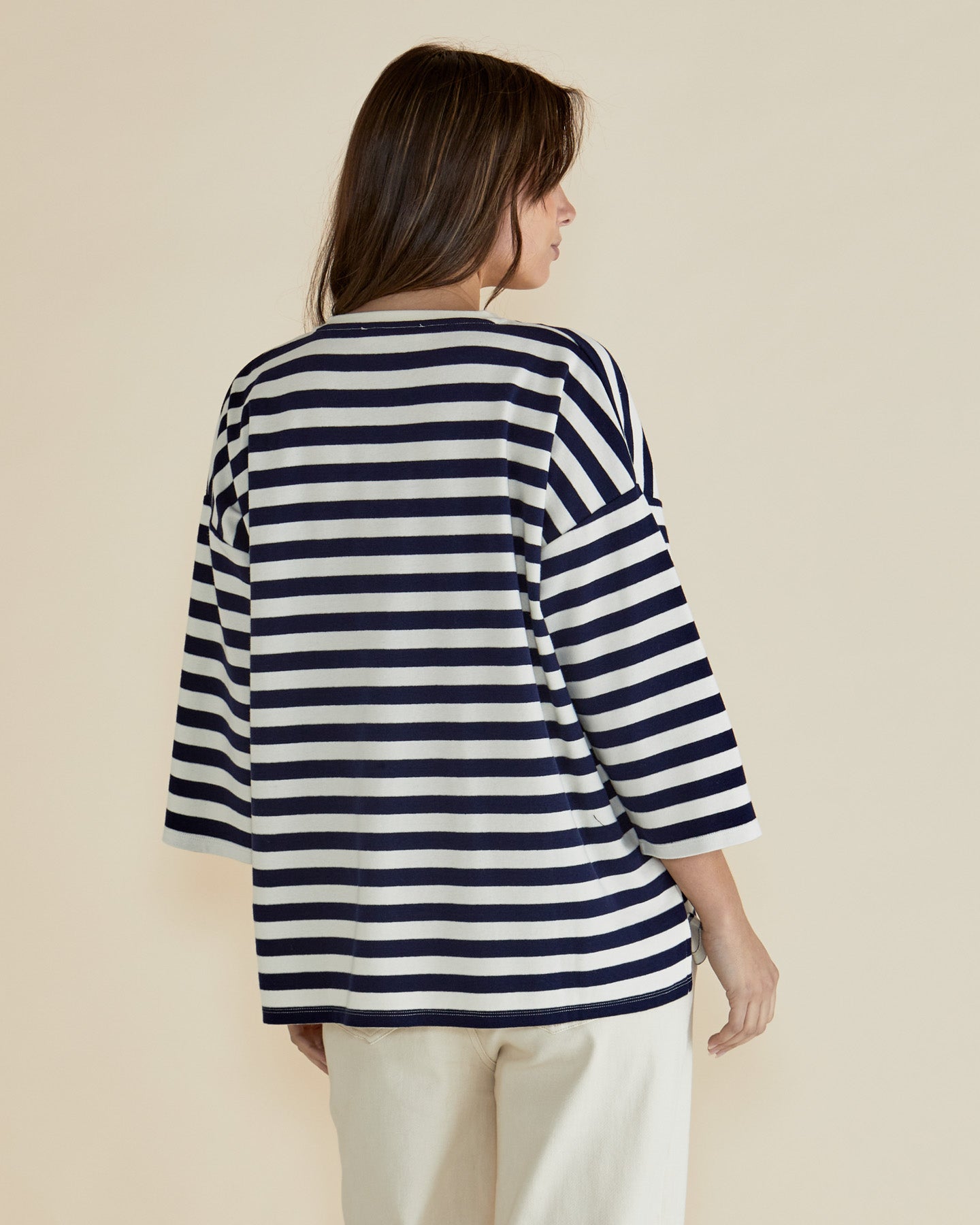 Collection of Betty Basics Raven Top - Navy/Cream Stripe in a gallery layout