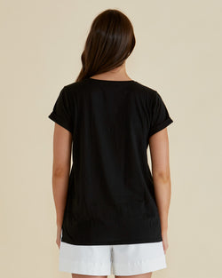 Collection of Betty Basics Caia Crew Tee - Black in a gallery layout