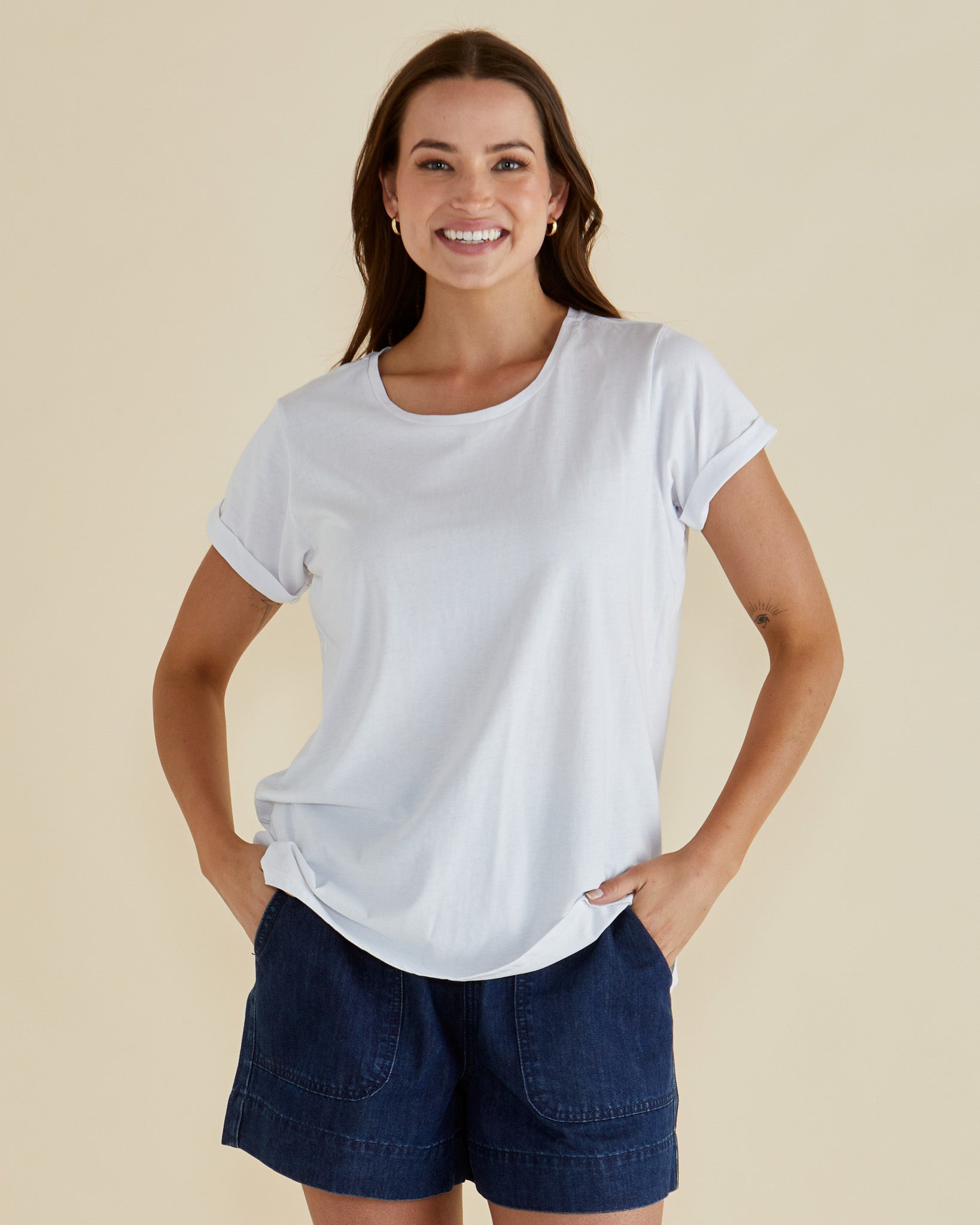 Betty Basics Caia Crew Tee - White
