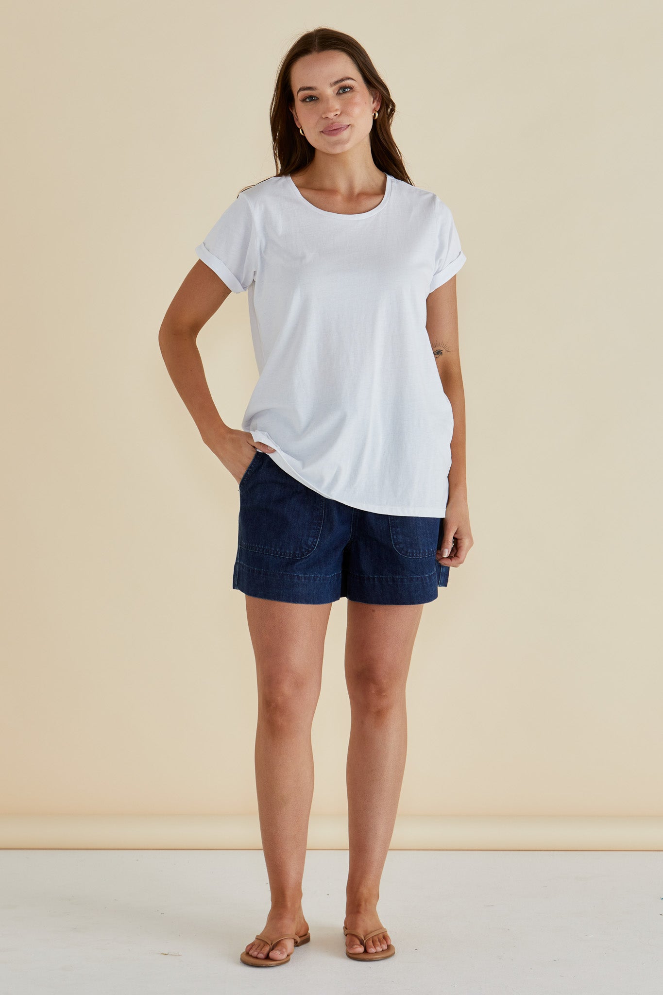 Collection of Betty Basics Caia Crew Tee - White in a gallery layout