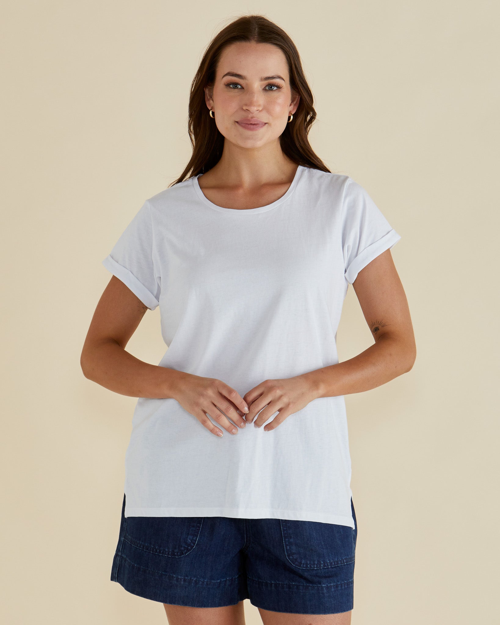 Collection of Betty Basics Caia Crew Tee - White in a gallery layout