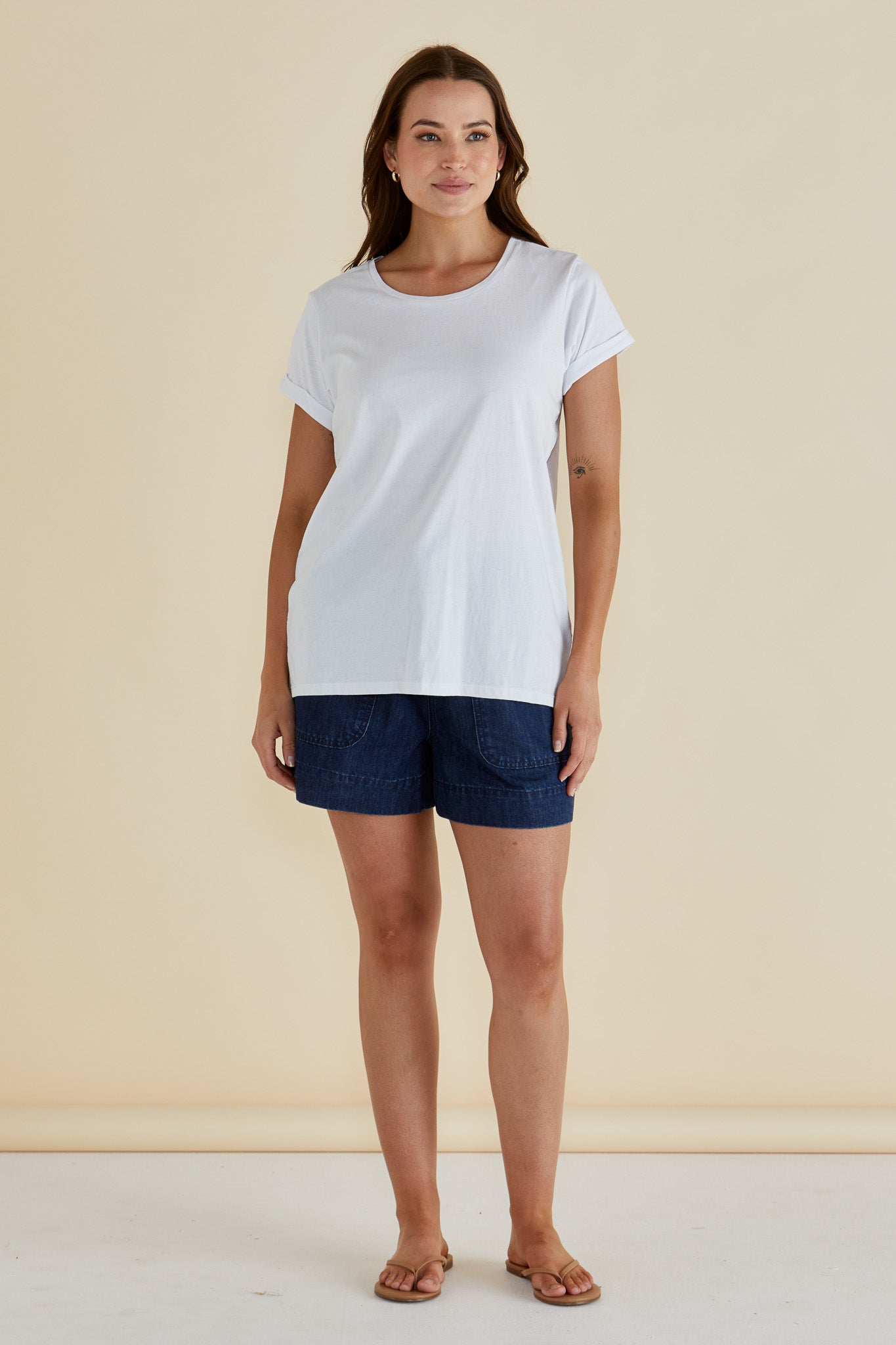 Collection of Betty Basics Caia Crew Tee - White in a gallery layout