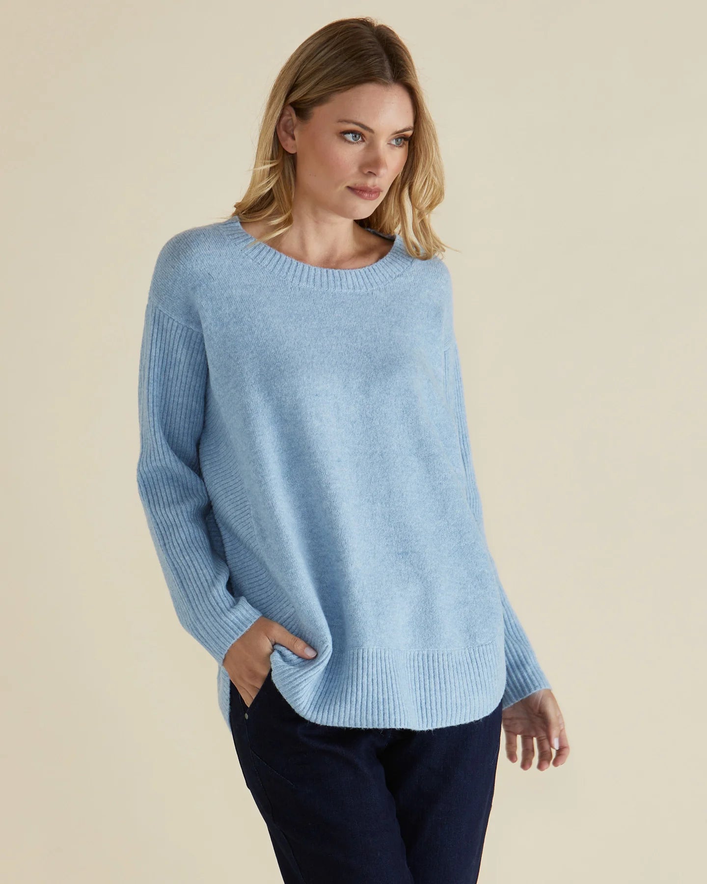 Betty Basics Soho Knit Sweater - Powder Blue