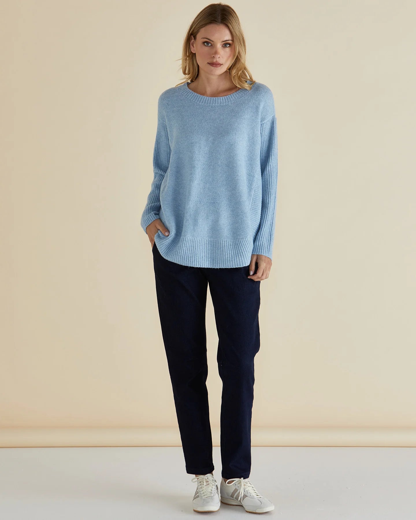 Collection of Betty Basics Soho Knit Sweater - Powder Blue in a gallery layout
