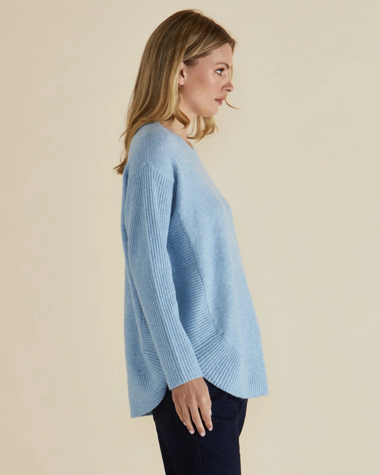 Collection of Betty Basics Soho Knit Sweater - Powder Blue in a gallery layout