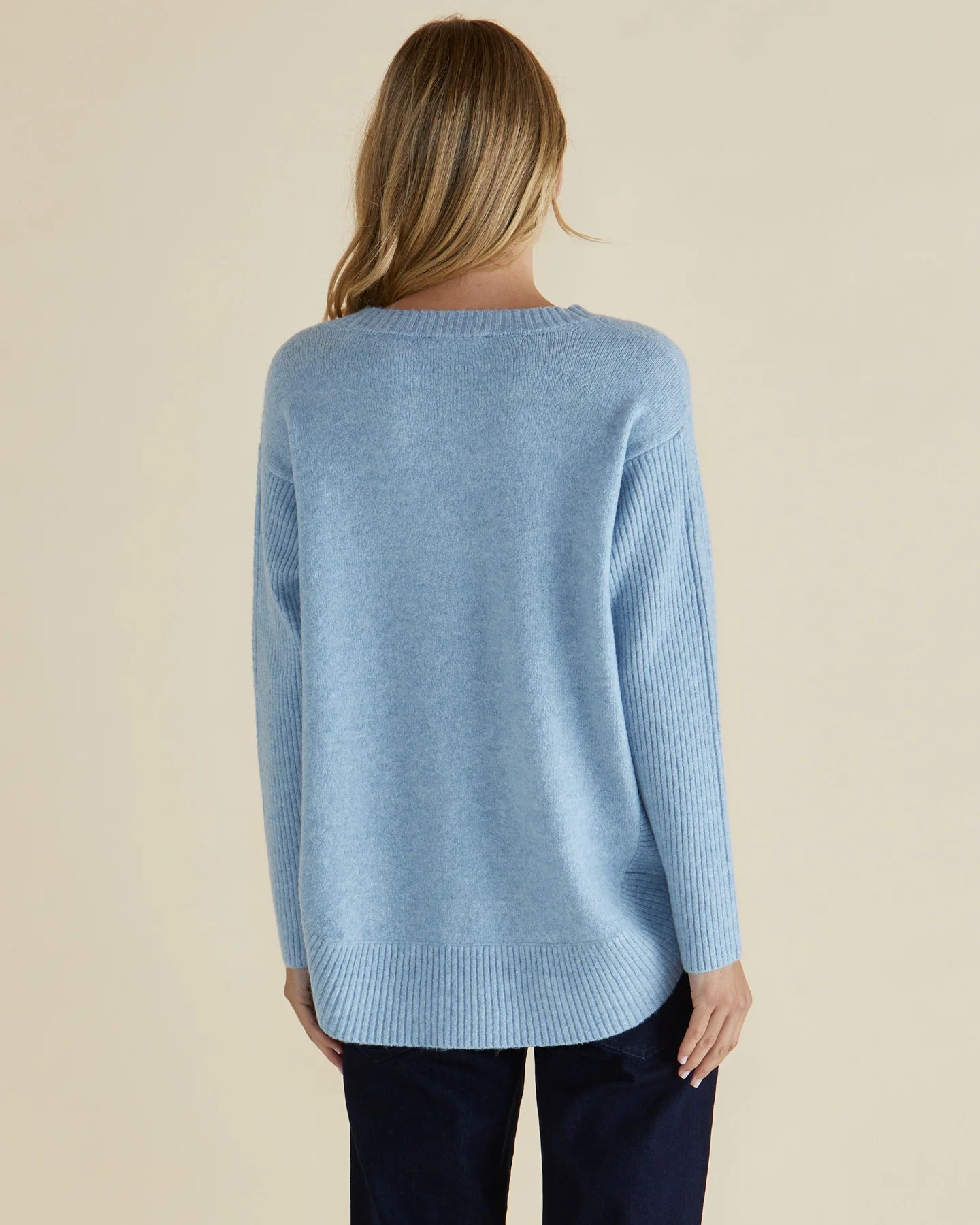 Collection of Betty Basics Soho Knit Sweater - Powder Blue in a gallery layout