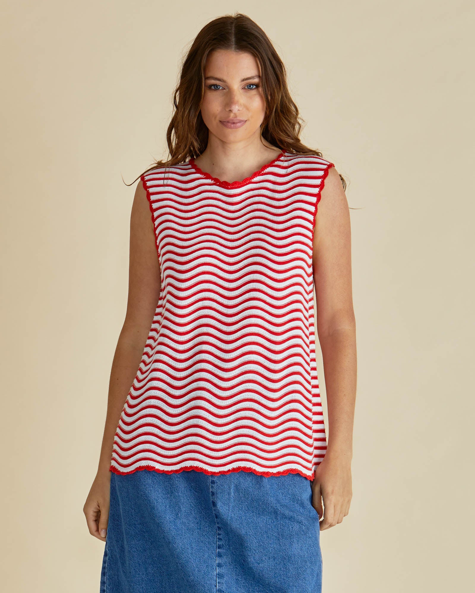Betty Basics Aviva Tank - Red/White Stripe