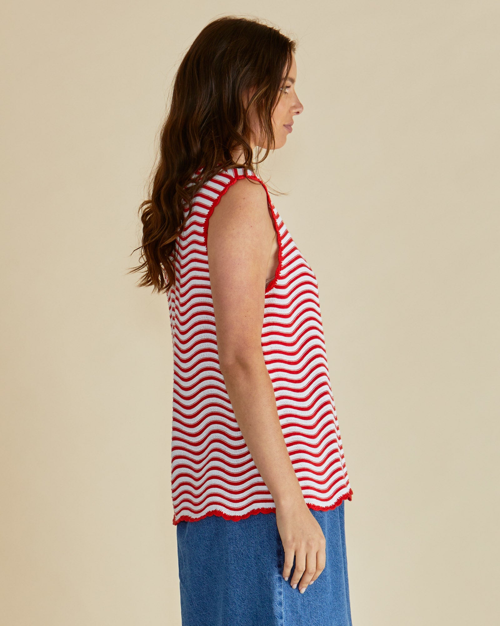 Betty Basics Aviva Tank - Red/White Stripe