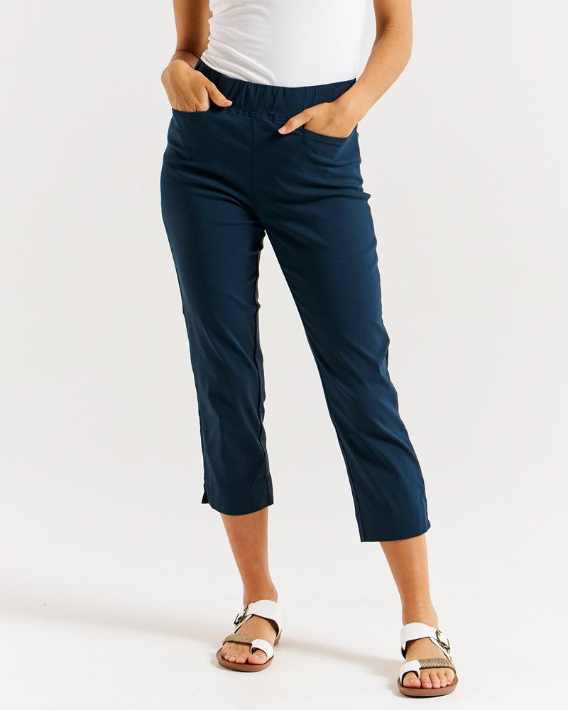 Collection of Betty Basics Crop Bengaline Pant - Navy in a gallery layout