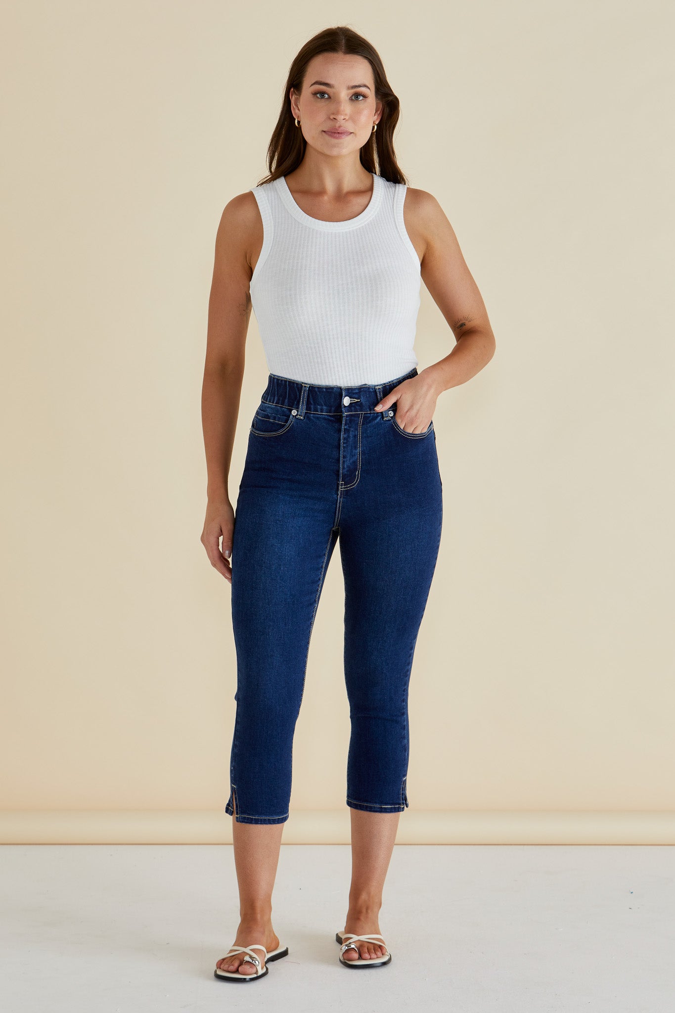 Collection of Betty Basics Camila Crop Jeans - Midnight Denim in a gallery layout