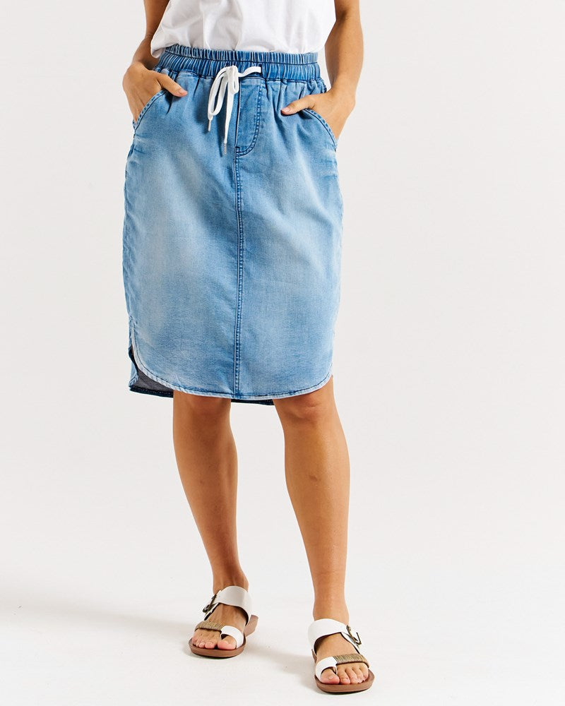 Collection of Betty Basics Alina Denim Skirt - Denim Blue in a gallery layout