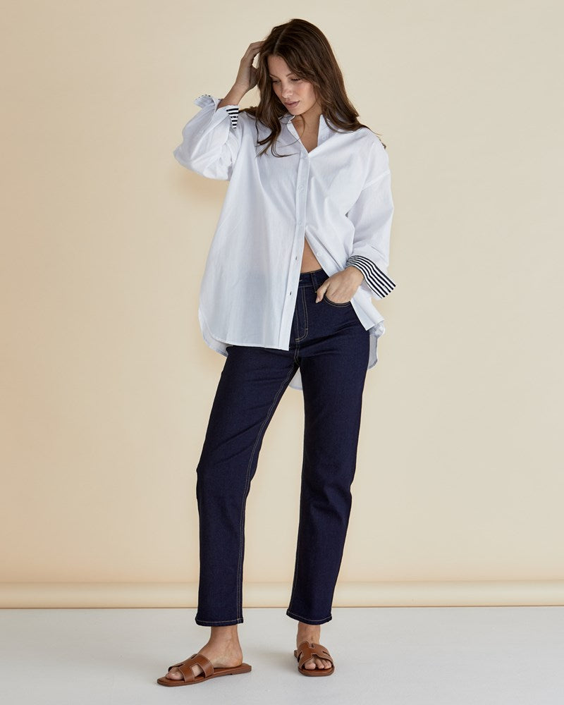 Collection of Betty Basics Claire Classic Shirt - White in a gallery layout