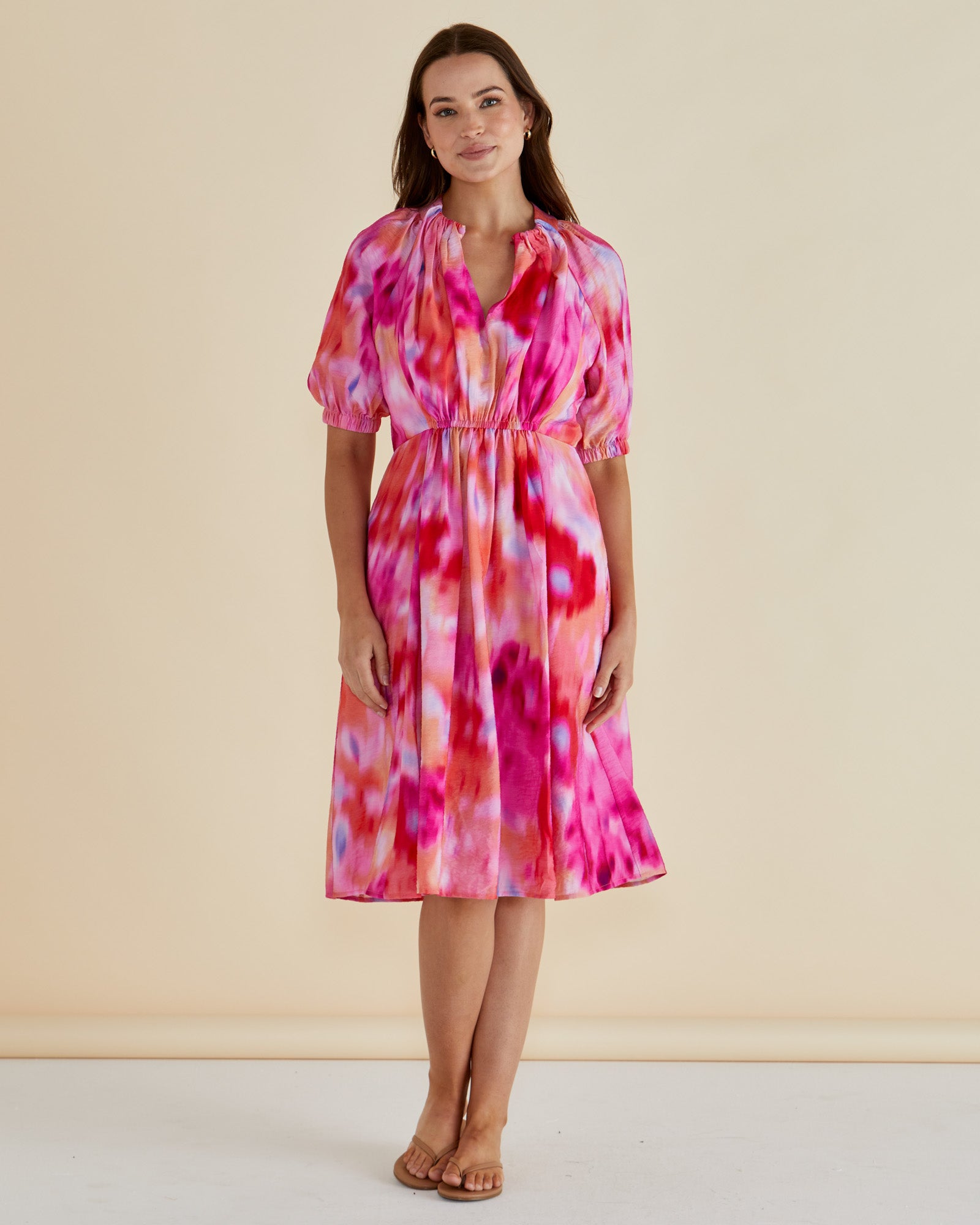 Collection of Betty Basics Emery Dress - Floral Abstract Print in a gallery layout