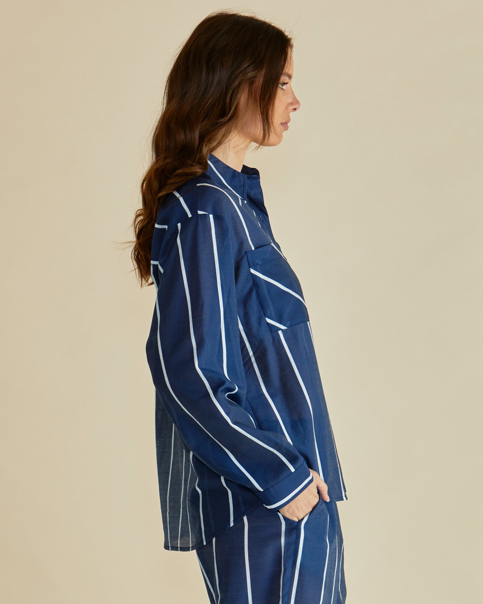 Image of Betty Basics Hayman Shirt - Navy/White Stripe
