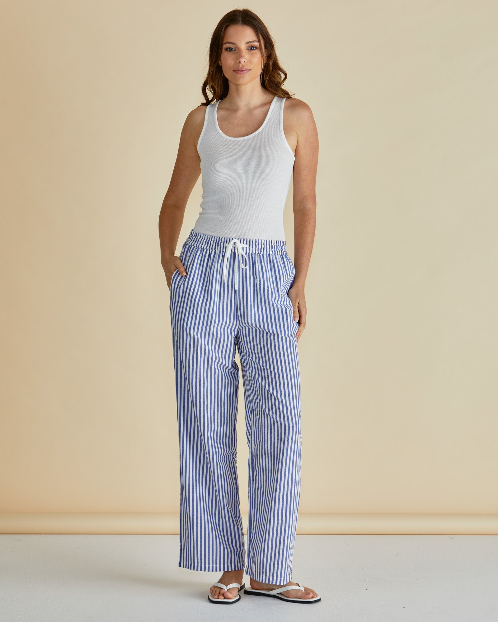 Betty Basics Georgie Pant - Blue/White Stripe