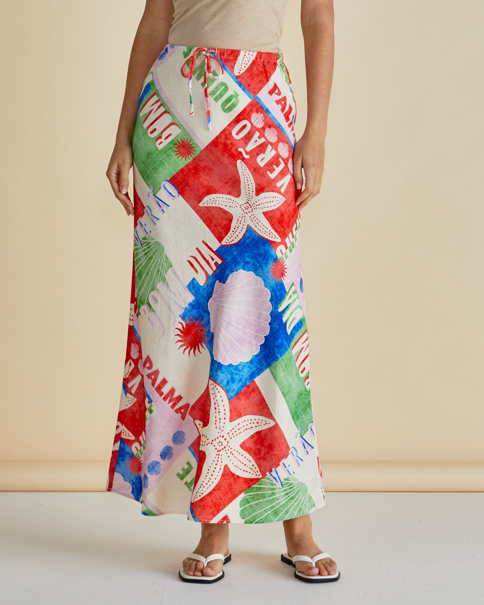 Betty Basics Brooke Bias Skirt - Seashell Print