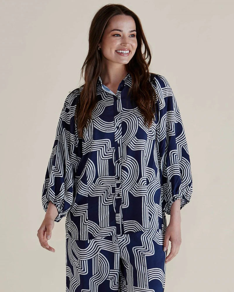Betty Basic Rosalind Shirt - Navy Geo