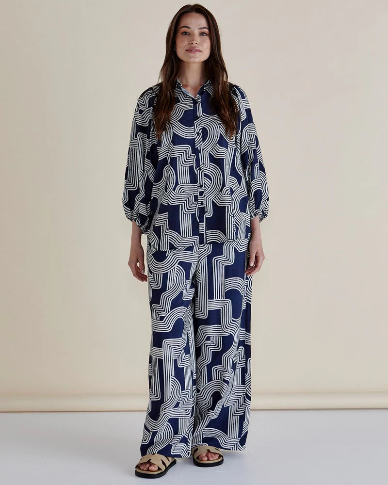 Collection of Betty Basic Rosalind Shirt - Navy Geo in a gallery layout