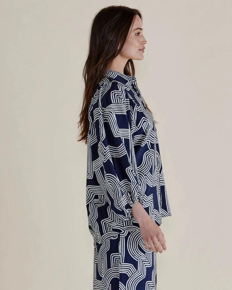 Collection of Betty Basic Rosalind Shirt - Navy Geo in a gallery layout