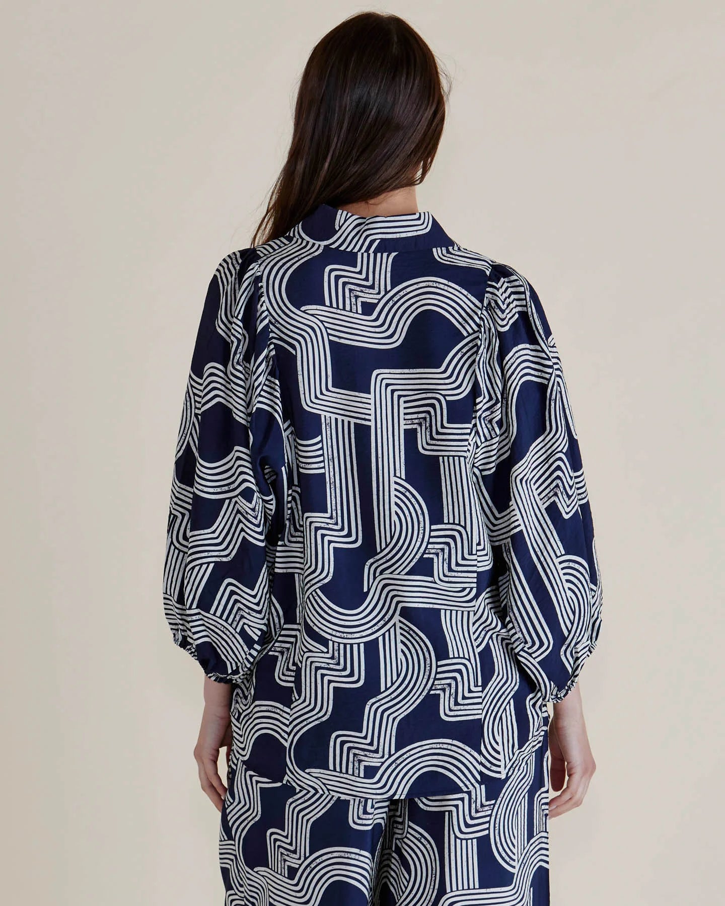 Collection of Betty Basic Rosalind Shirt - Navy Geo in a gallery layout