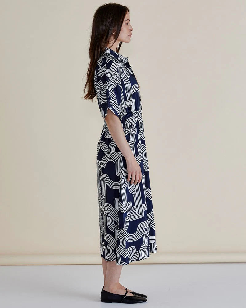 Collection of Betty Basic Skye Dress - Navy Geo in a gallery layout
