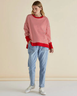 Collection of Betty Basics Cove Sweat - Red Stripe in a gallery layout