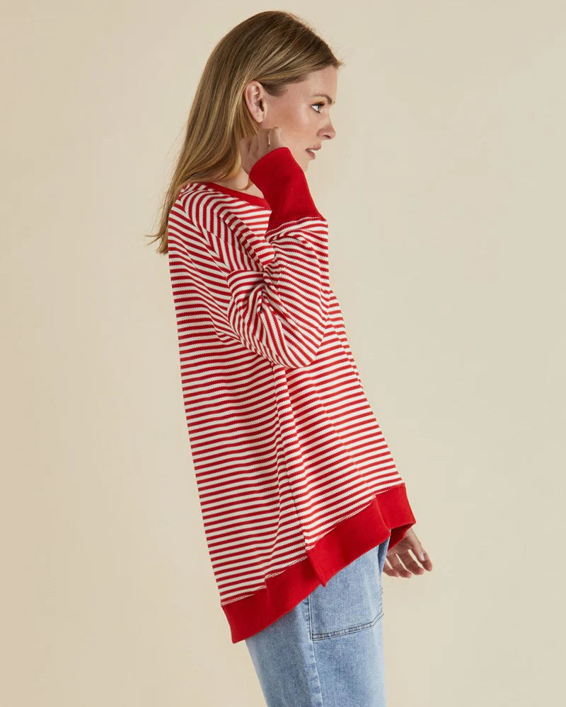 Collection of Betty Basics Cove Sweat - Red Stripe in a gallery layout
