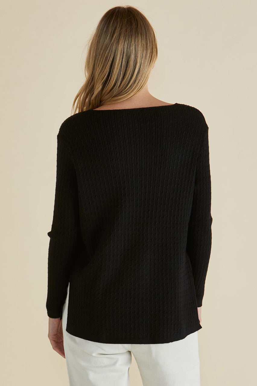 Collection of Betty Basics Cable Mini Jumper - Black in a gallery layout