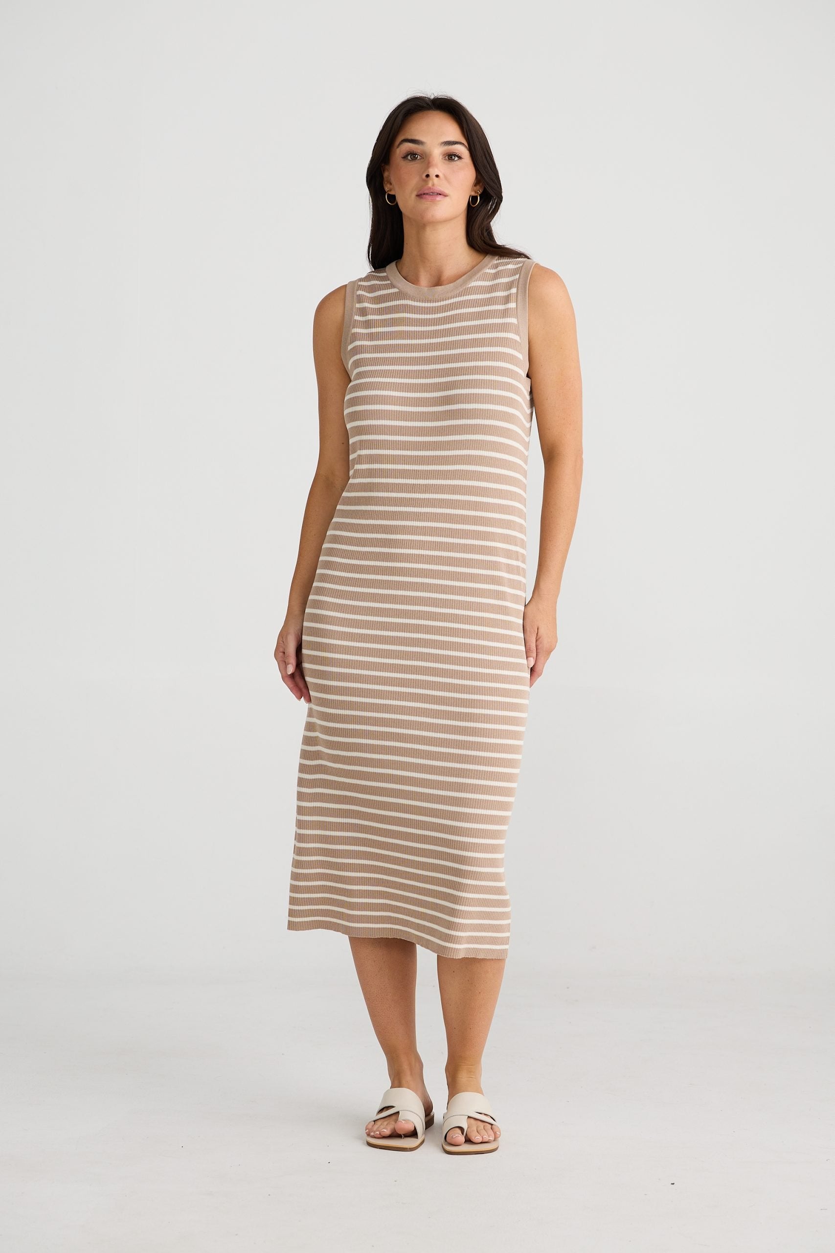 BT24428-1_Squad Dress_Taupe W Ecru Stripe_2