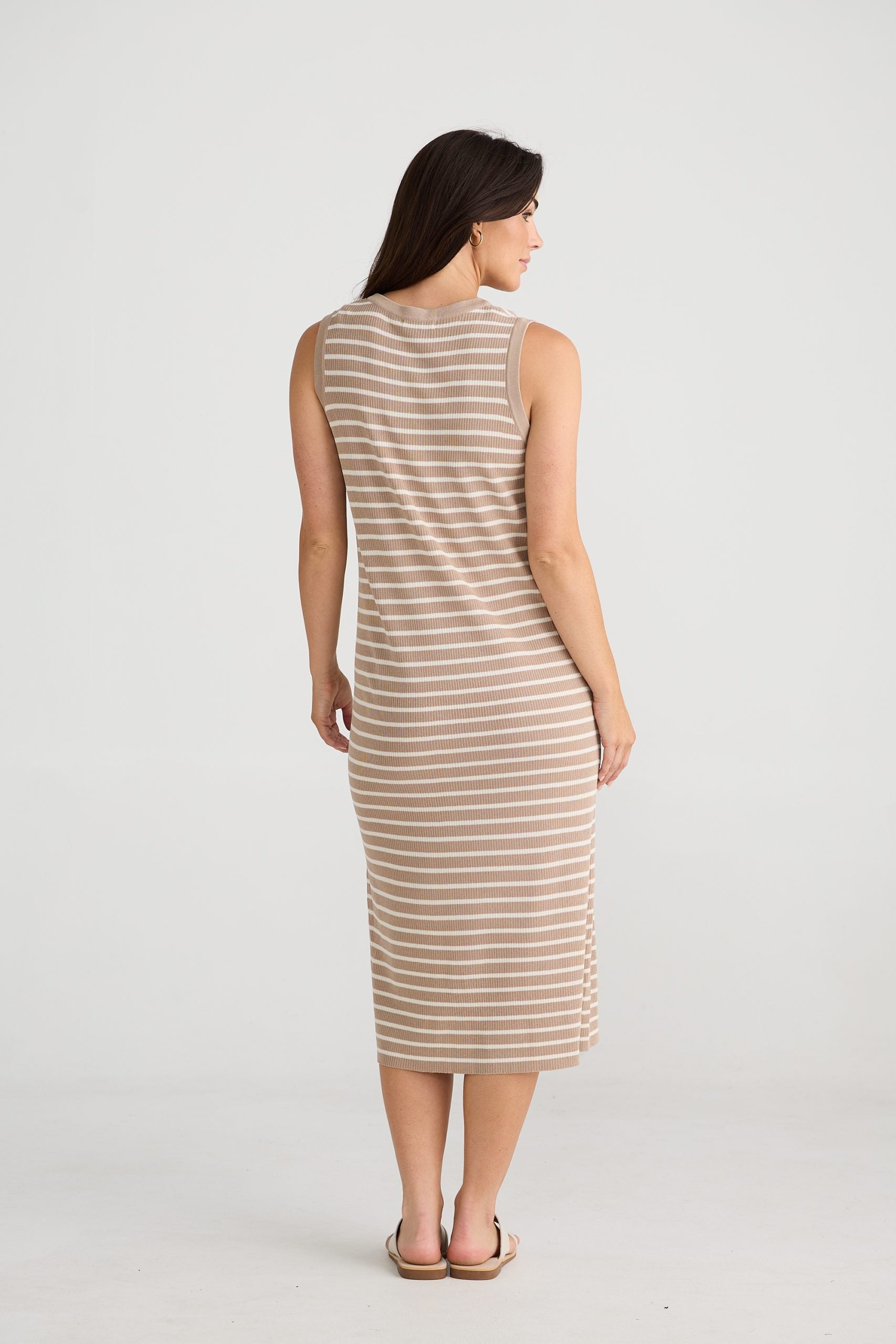 BT24428-1_Squad Dress_Taupe W Ecru Stripe_3