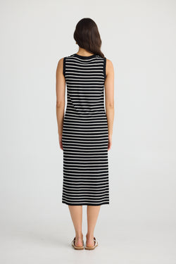 Collection of Brave and True Squad Dress - Black W/ Ecru Stripe in a gallery layout