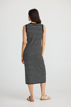 Collection of Brave and True Squad Dress - Black W/ Ecru Stripe in a gallery layout