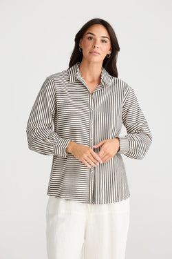 Collection of BT24473-1_Audrey Shirt_White W Black Stripe_2 in a gallery layout