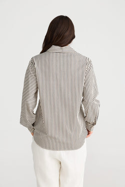 Collection of BT24473-1_Audrey Shirt_White W Black Stripe_4 in a gallery layout