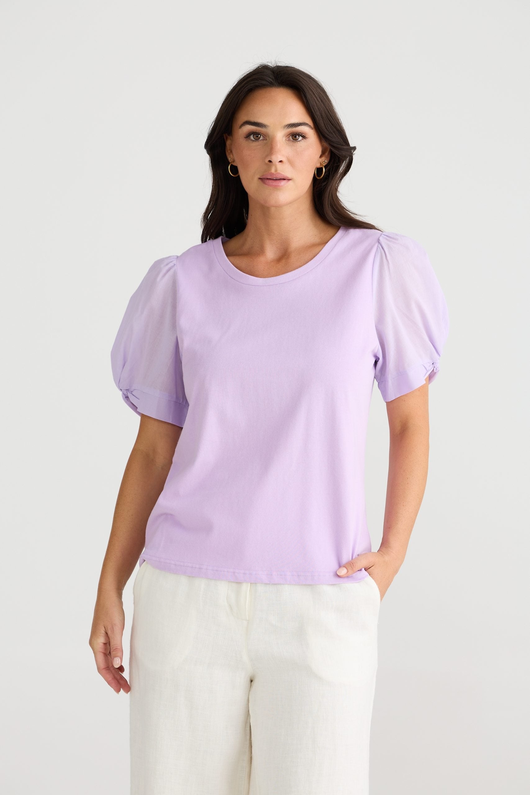 Collection of BT24488-1 _Abigail Tee_Lilac_1 in a gallery layout