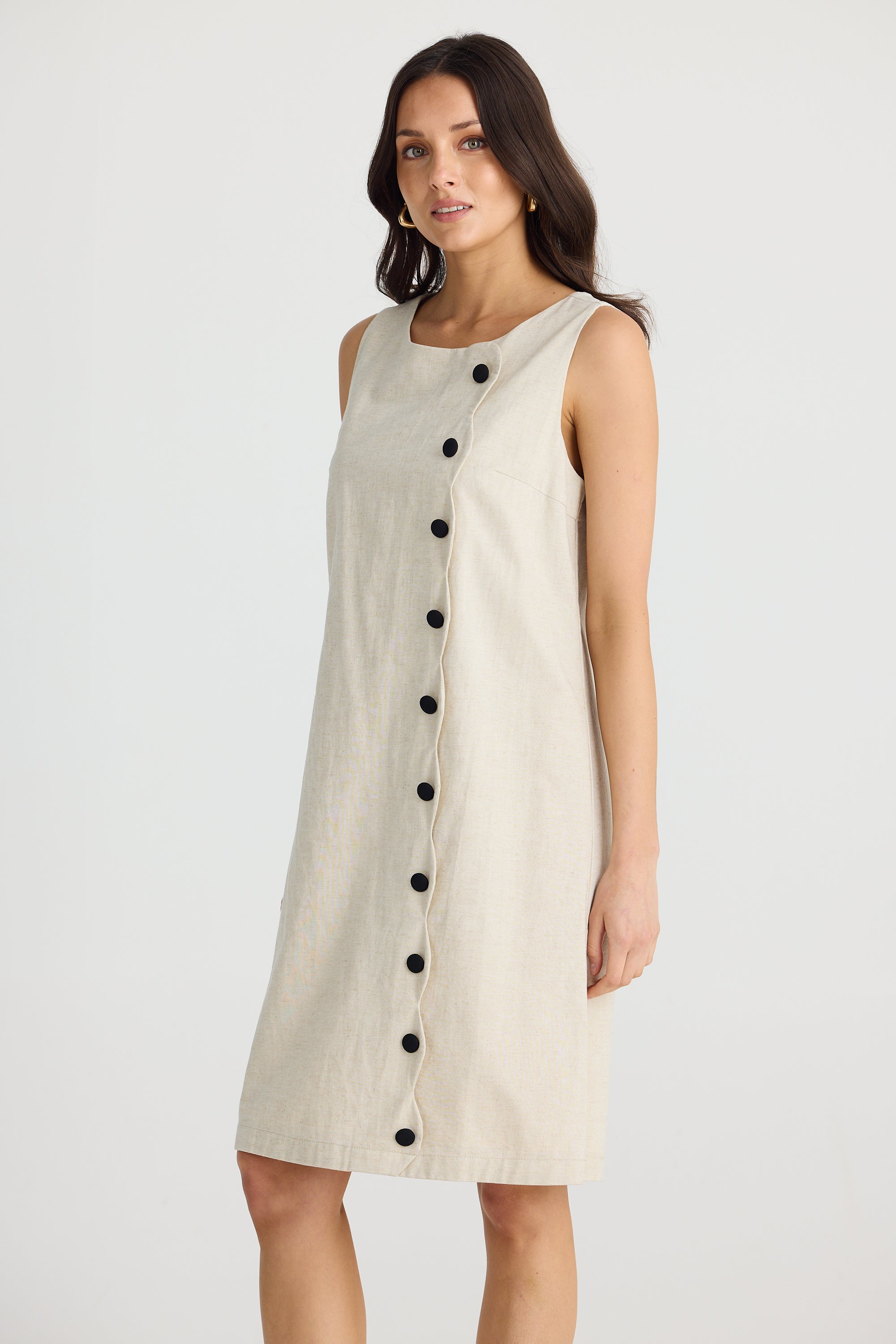 Collection of Brave and True Jordanna Dress - Natural w/ Black in a gallery layout