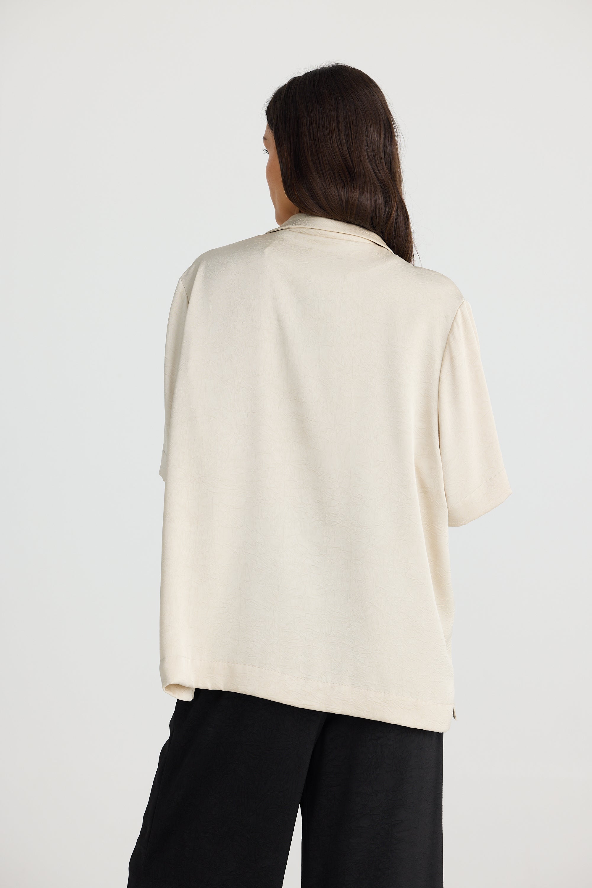 Collection of Brave and True Dana Shirt - Oyster Crinkle Satin in a gallery layout