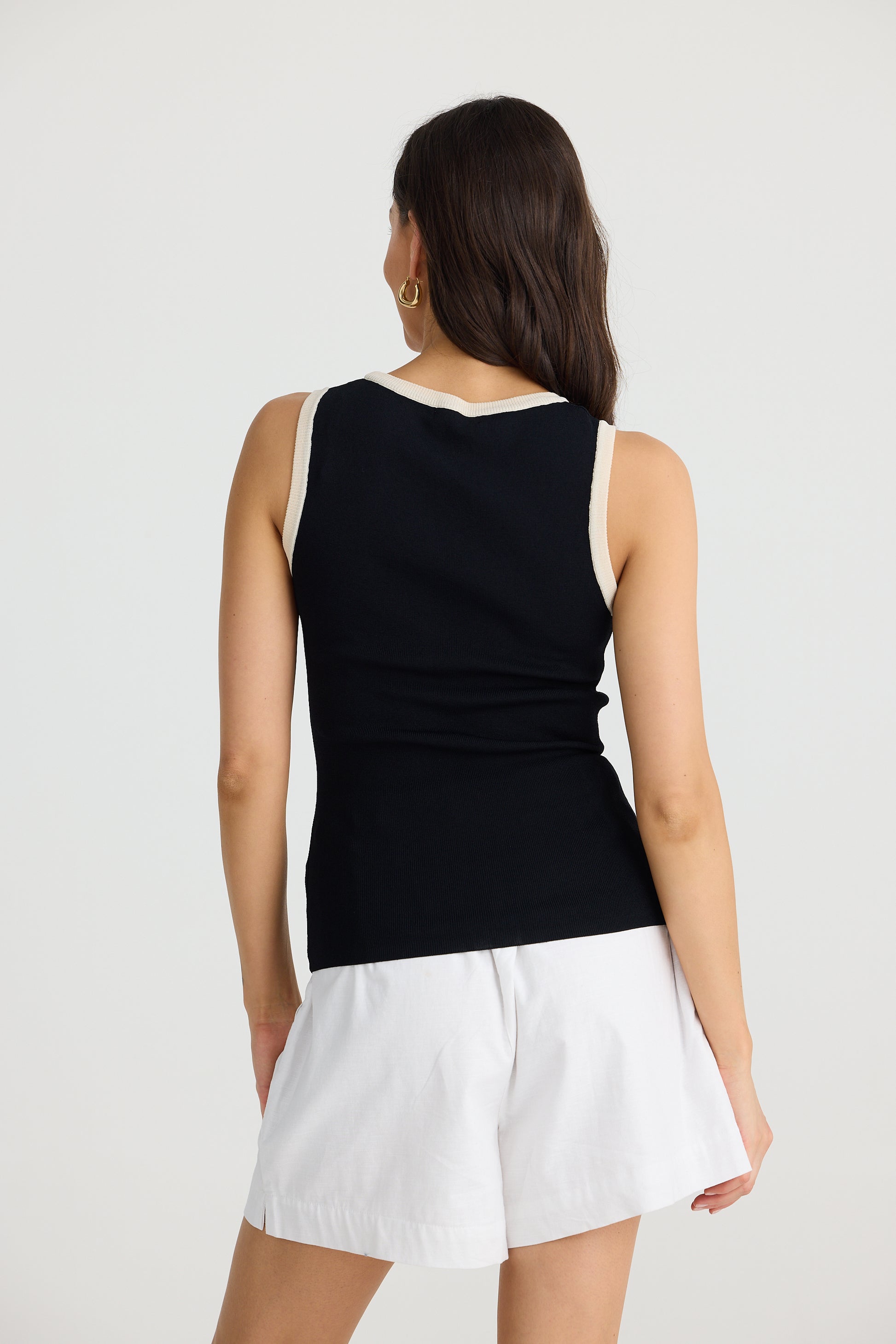 Brave and True Ollie Contrast Tank - Black w/ Sand